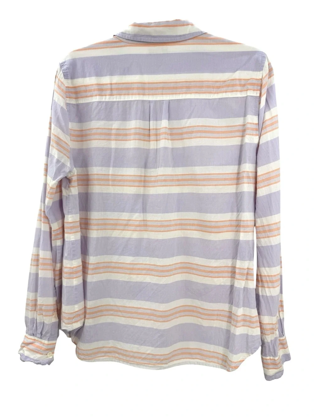 J.Crew Size 12 Striped Popover Shirt Lavender Orange Cotton Button Down